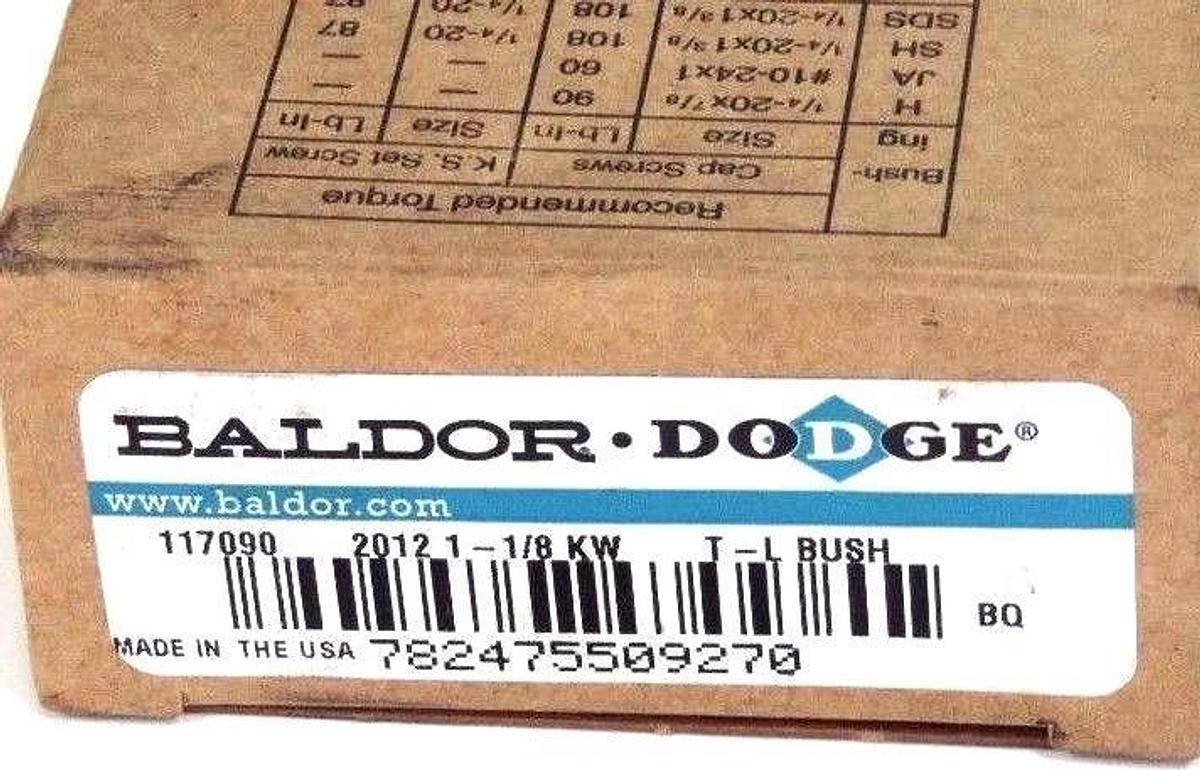 NIB BALDOR DODGE 117090 BUSHING 2012 1-1/8'' KW, 2.75'' DIA., TAPER LOCK