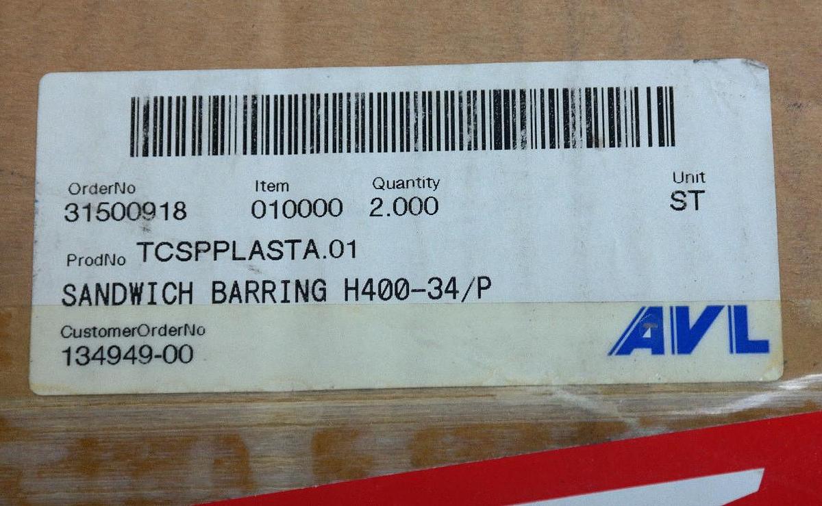 Used LOT OF 2 NEW AVL TCSPPLASTA.01 SANDWICH BARRINGS HR00-34/P CDE084VB 70308683 CE