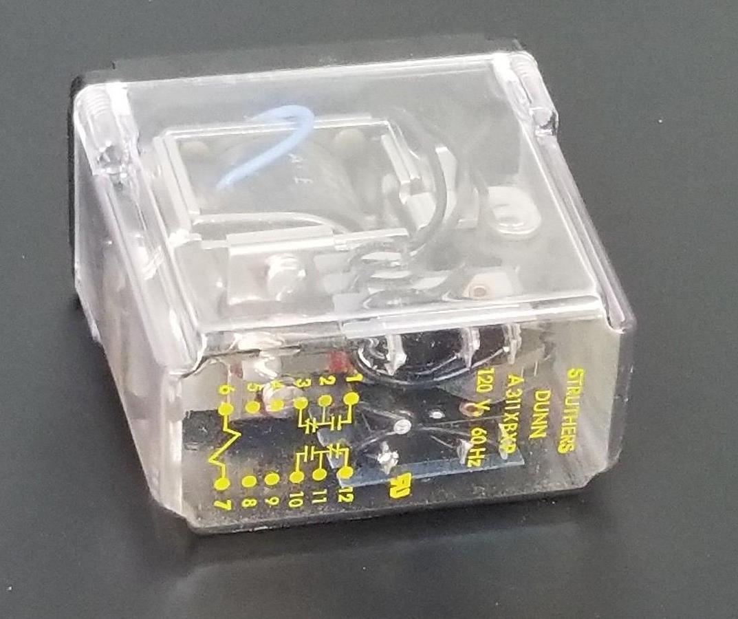 Used STRUTHERS DUNN A311XBXP RELAY CONTACTS-DPDT, COIL- 120V 60HZ