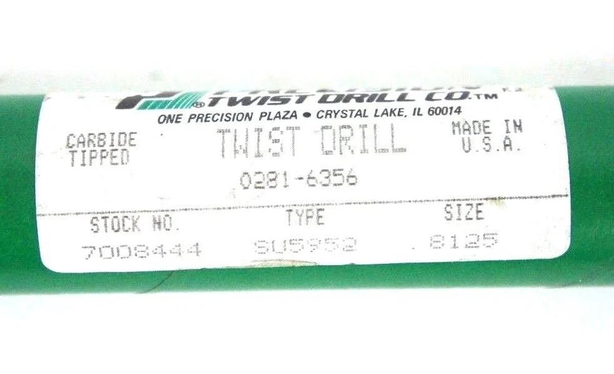 Used NEW PRECISION TWIST DRILL 7008444 SU5952 .8125" CARBIDE TIPPED TWIST DRILL