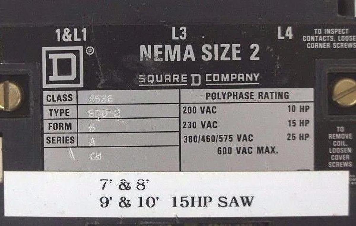 Used SQUARE D 8536-SDO2 FORM: S SERIES: A SIZE 2 STARTER W/ 31063-400-38 COIL