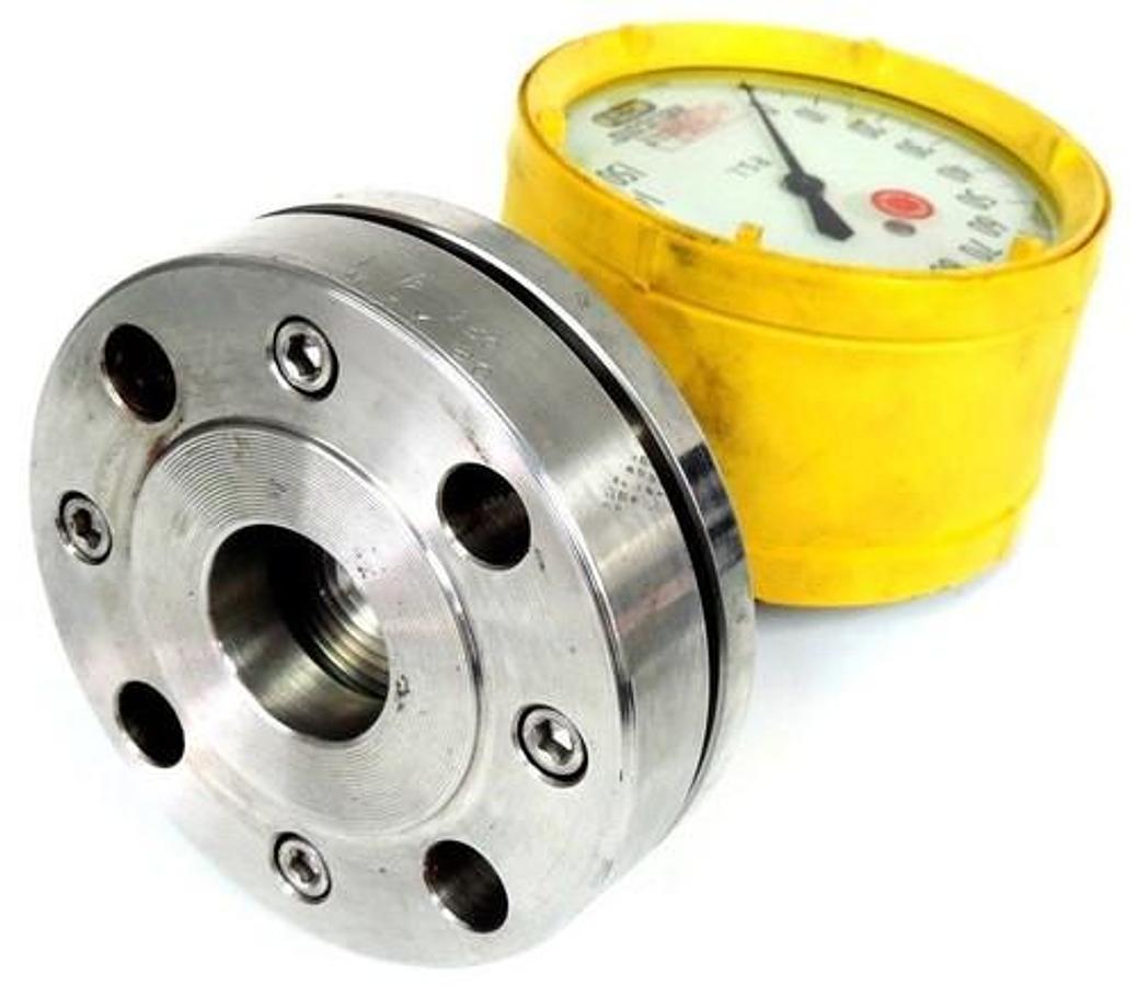 Used HELICOID M4J1F1A2Y0000 GAUGE 0-150 PSI W/ HYETT TYYPE 25FW DIAPHRAGM FLANGE
