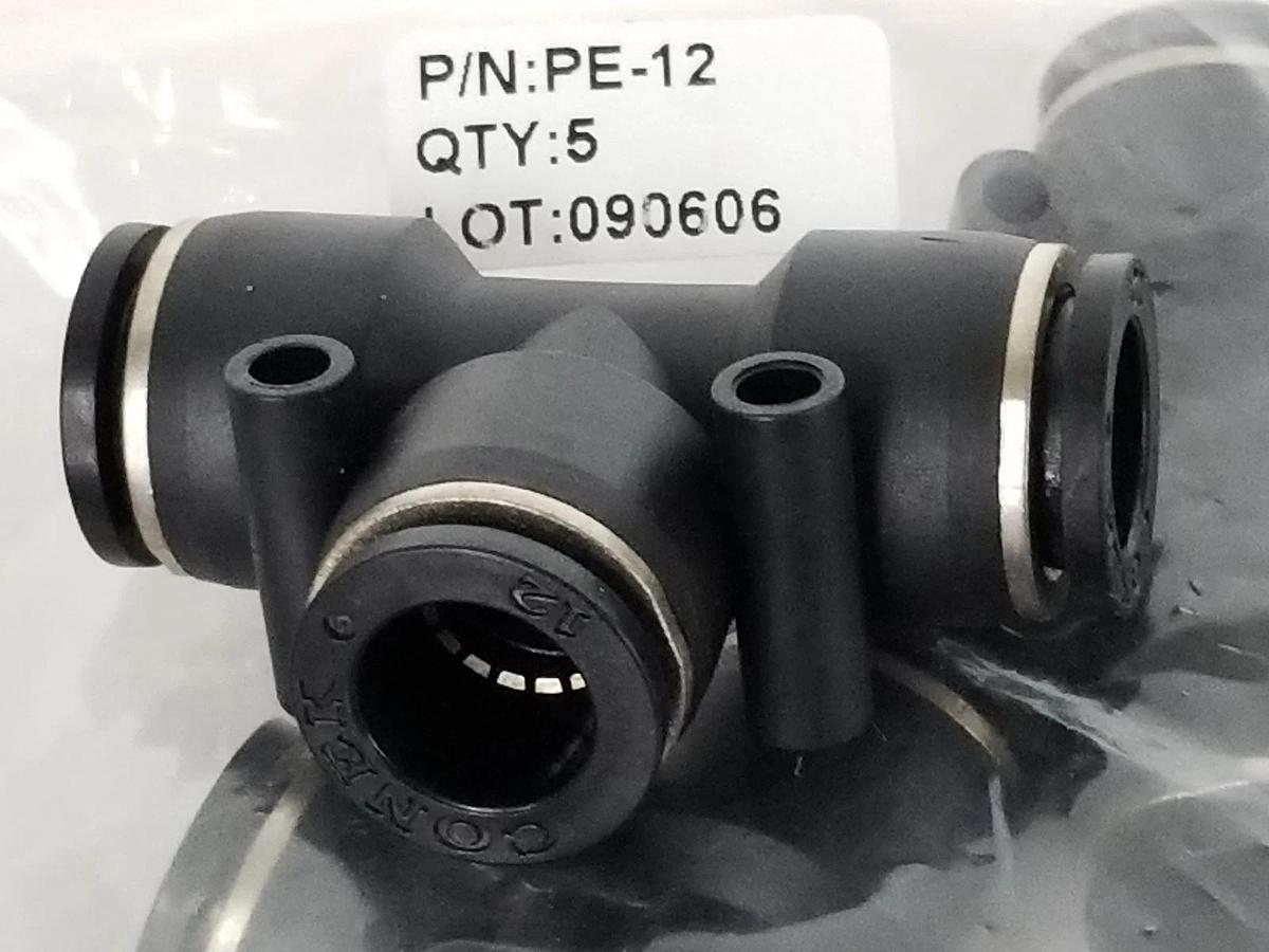 LOT OF 14 NEW PISCO PNEUMATICS PE-12 FITTINGS, TEE, 12MM, PE12