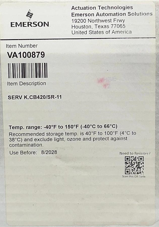 EMERSON VA100879 / CB420/SR-11 ACTUATOR SERVICE KIT NSMP