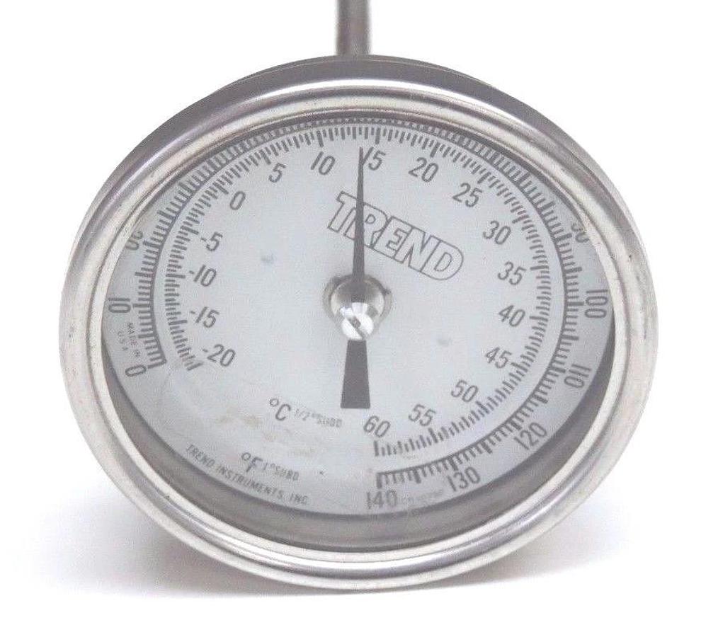 Used TREND CR3029C BIMETAL THERMOMETER 1/2'' NPT STEM: 18'' RANGE: 0/140F -20/60C