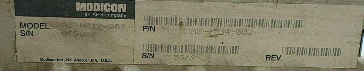 Used MODICON AS-9534-002 984 SERIES 7-SLOT CHASSIS RACK AS-H819-209