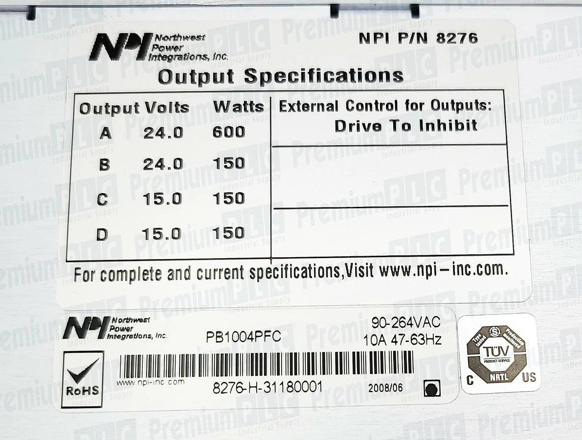 NPI PB1004PFC POWERBANK 4-OUTPUT 24V/15V 1000W AC/DC POWER SUPPLY P/N 8276 NEW