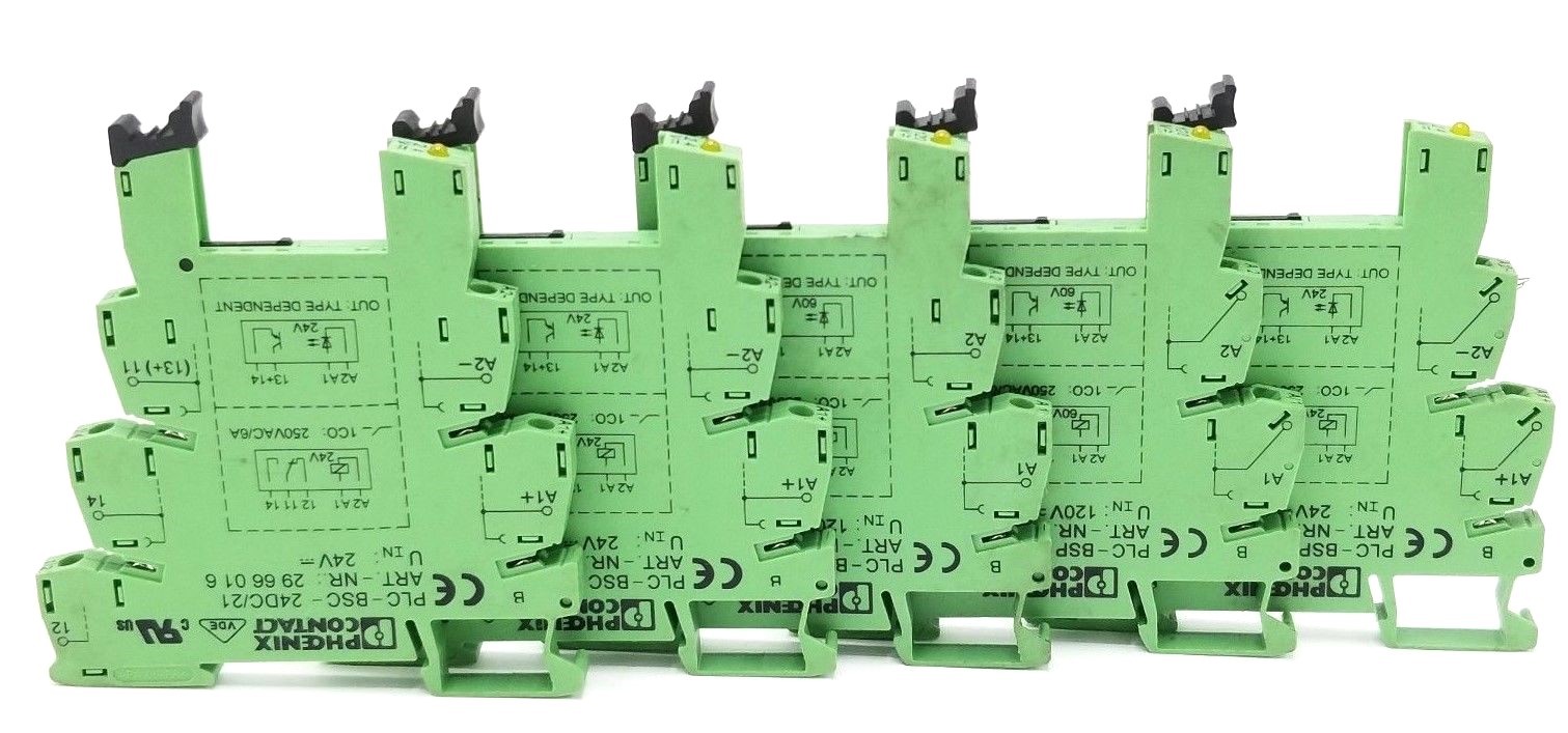 Used LOT OF 5 PHOENIX CONTACT PLC-BSC-24DC/21 TERMINAL BLOCK RELAY MODULES 2966016