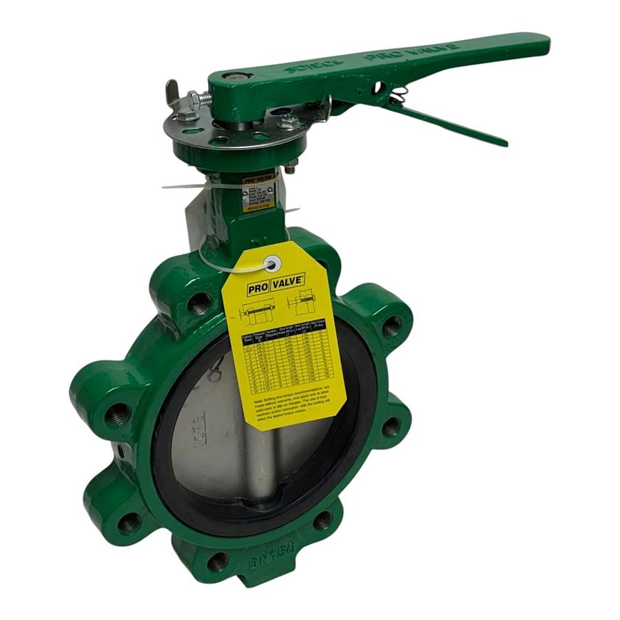 Used Pro Valve Series 500 6" Lug Butterfly Valve 304 SS Disc EPDM Seat 200 PSI New