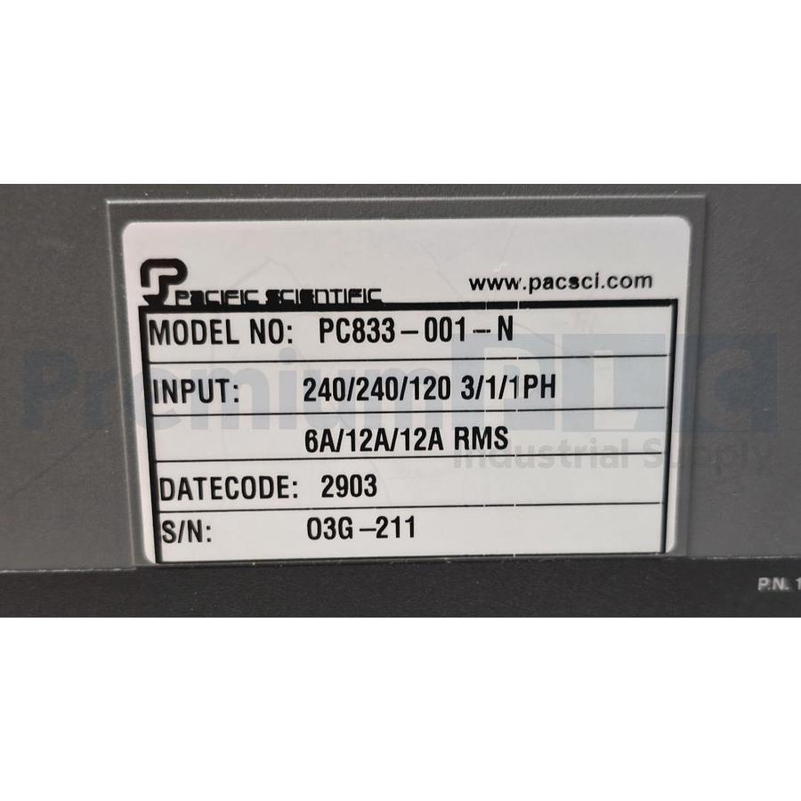 Used PACIFIC SCIENTIFIC /DANAHER MOTION PC833-001-N / PC800 DIGITAL SERVO DRIVE NSNP
