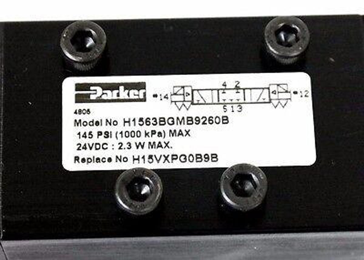 NIB PARKER H1563BGMB9260B PNEUMATIC VALVE 1/4" D SOL 3POS 24VDC PS4038260P