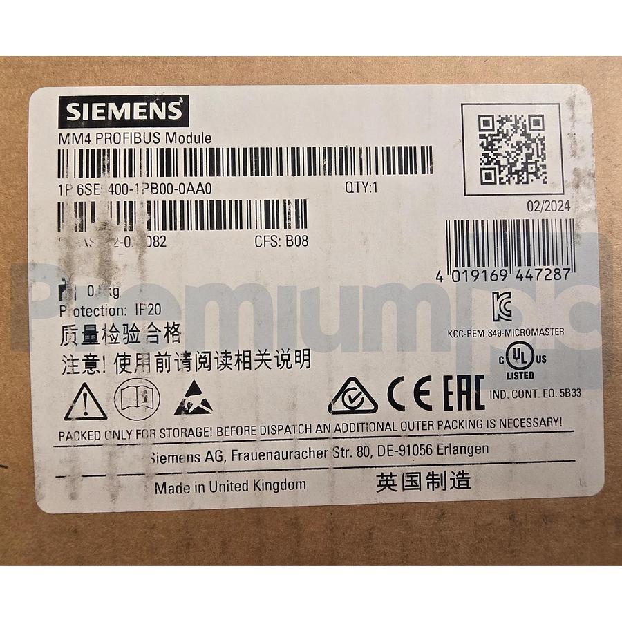 Siemens 6SE6400-1PB00-0AA0 SINAMICS Micromaster 4 MM4 PROFIBUS Module NSMP