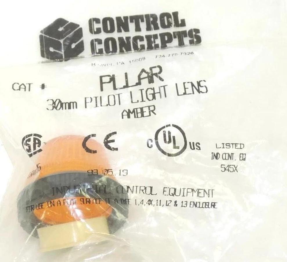 Used NEW CONTROL CONCEPTS PLLAR 30mm PILOT LIGHT LENS AMBER
