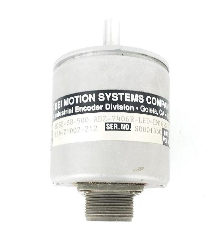 Used BEI MOTION H25E-SB-500-ABZ-7406R-LED-EM16-S ENCODER 924-01002-212 15VDC IN