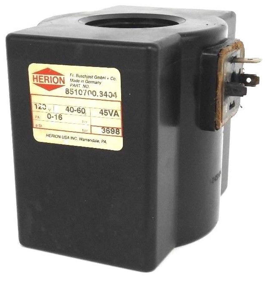 Used HERION 8510700.8404 COIL 120V, 40-60HZ, 45VA