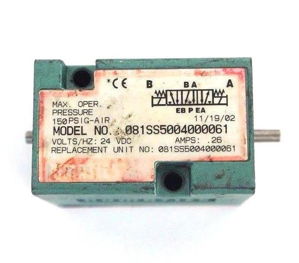 Used NUMATICS 081SS5004000061 SOLENOID VALVE 150PSIG-AIR, 24VDC (INCOMPLETE)