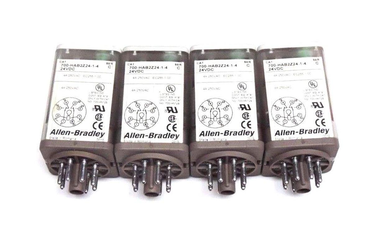 Used LOT OF 4 ALLEN BRADLEY 700-HAB2Z24-1-4 RELAYS 700HAB2Z2414, SER. C, 24VDC