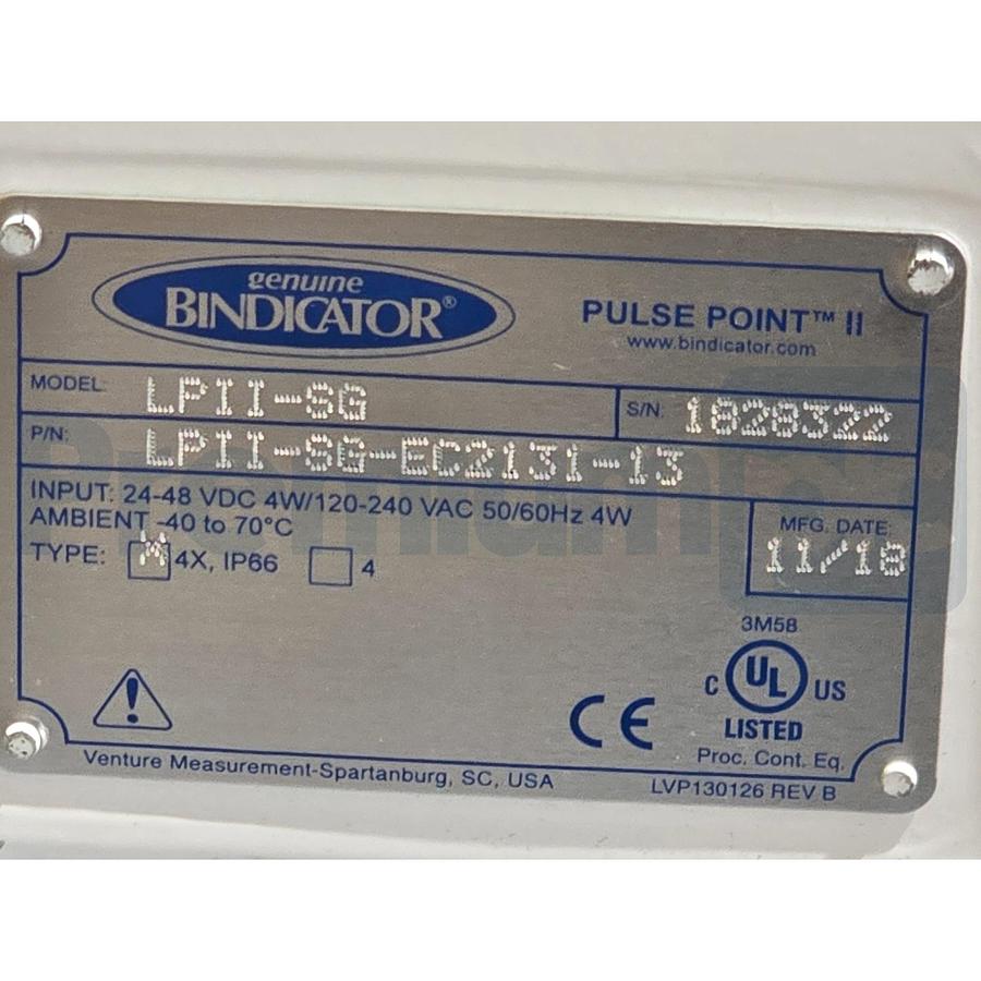 Used Bindicator LPII-SG-EC2131-13 | LPII-SG Pulse Point II Level Switch 24V-240V NSNP