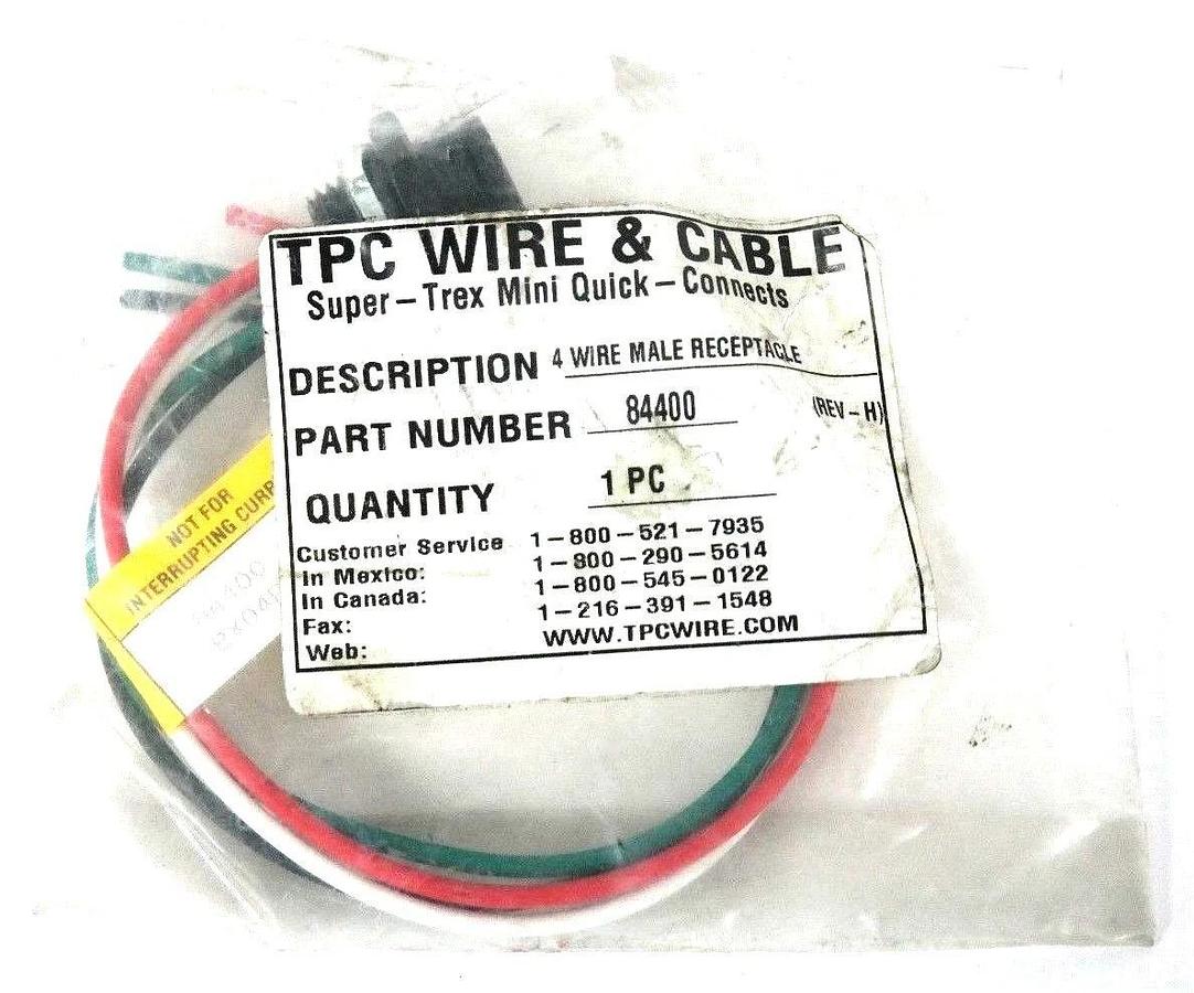 Used LOT OF 2 NEW TPC WIRE & CABLE 84400 4-WIRE MALE RECEPTACLE CONNECTORS