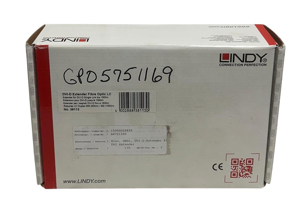 Used LINDY DVI-D / 38113 EXTENDER FIBER OPTIC LC 1500m DVID SINGLE-LINK NSMP