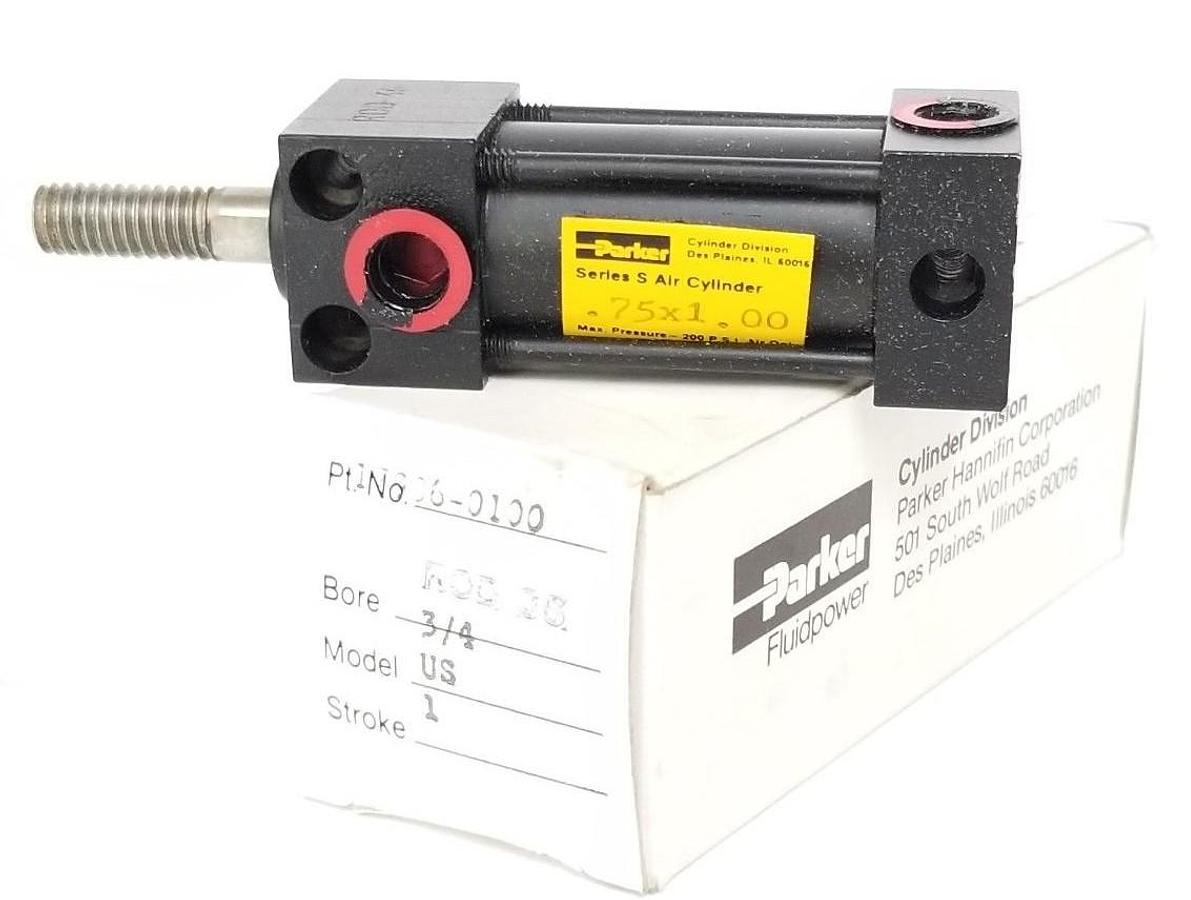 NIB PARKER 17906-0100 SERIES S AIR CYLINDER, MODEL US, 3/4" BORE X 1" STROKE