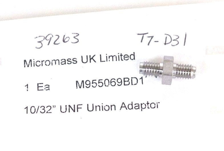 Used NEW MICROMASS M955069BD1 UNF UNION ADAPTOR 10/32''