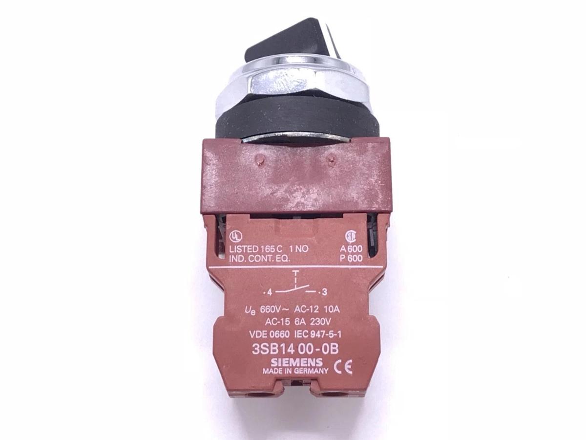 Used NIB SIEMENS 3SB03-2MKBX2 SELECTOR SWITCH, 30MM, 2 POSITION, 1 N.O., 3SB032MKBX2