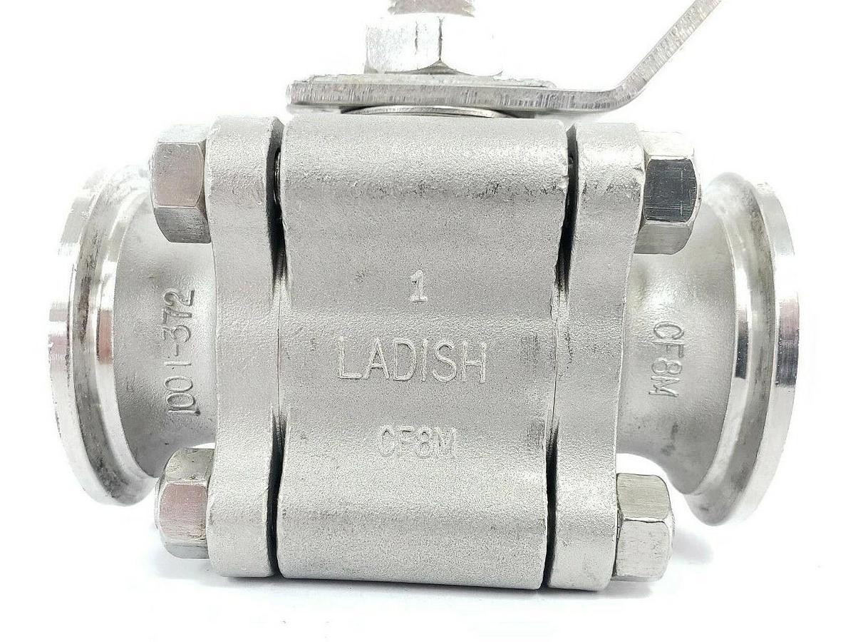 Used LADISH 1001-371 CF8M BALL VALVE 1001-372, 4308-0707-10, 250/100PSI, 100/320DEG F