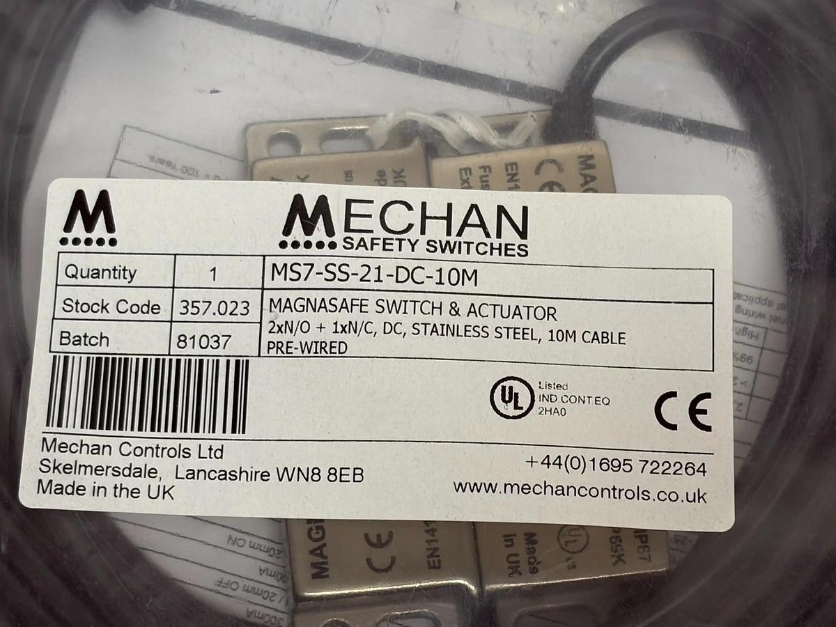 Used Mechan Controls MS7-SS-21-DC-10M Safety Switch & Actuator 357.023 New