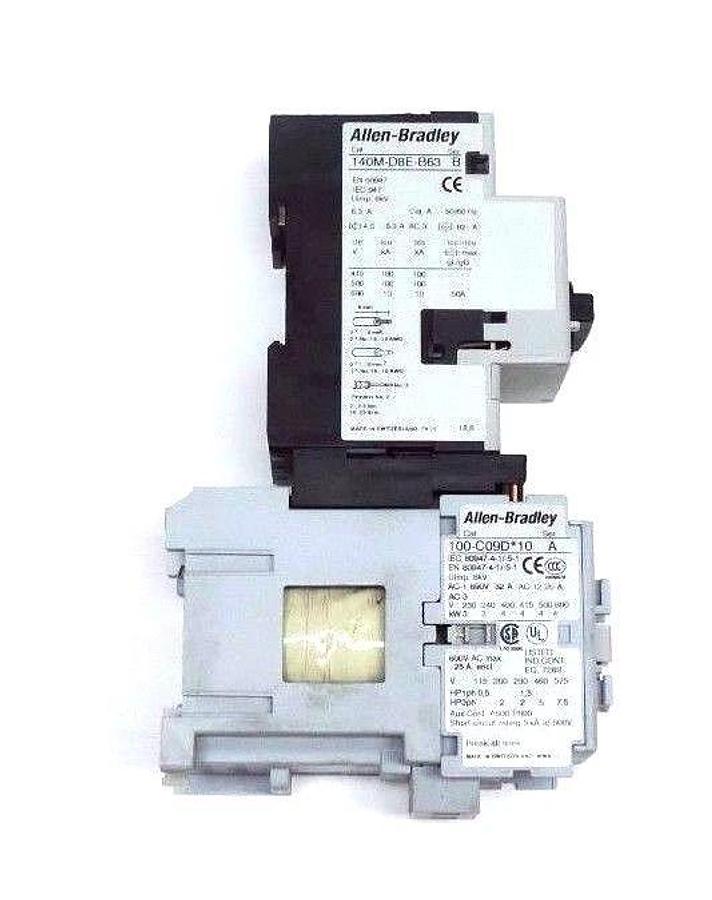 Used ALLEN BRADLEY 100-C09D*10 CONTACTOR SER A W/ 140M-D8E-B63 MOTOR PROTECTOR SER B