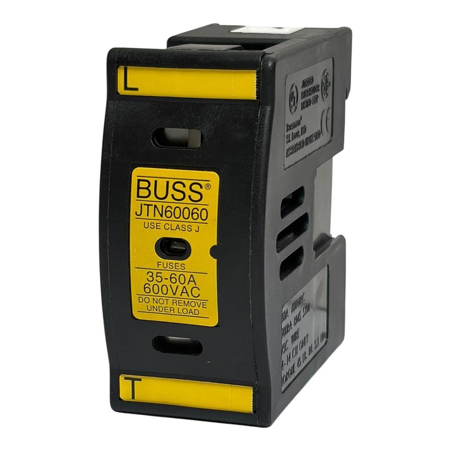 Used Bussmann JTN60060 Finger Safe Fuse Holder Class J 35-60A 600VAC DIN Rail New