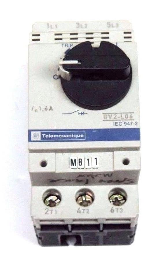 Used TELEMECANIQUE GV2-L06 MANUAL STARTER SWITCH 6A, 690V, 50/60HZ GV2L06