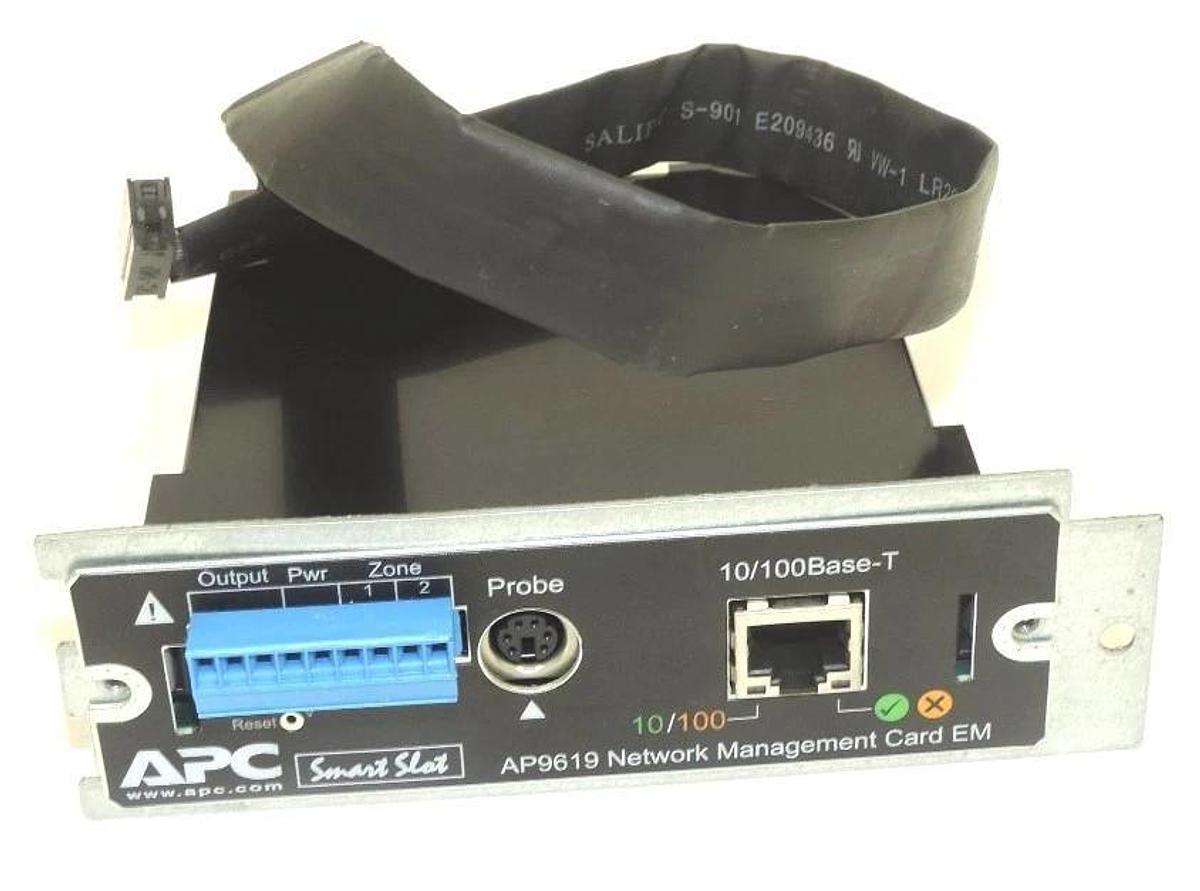 Used APC SMART SLOT AP9619 NETWORK MANAGEMENT CARD EM 10/100BASE-T