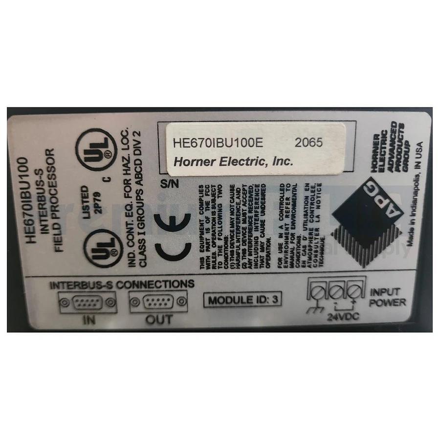 Used HORNER ELECTRIC HE670IBU100E INTERBUS-S FIELD PROCESSOR GE FANUC FIELD CONTROL