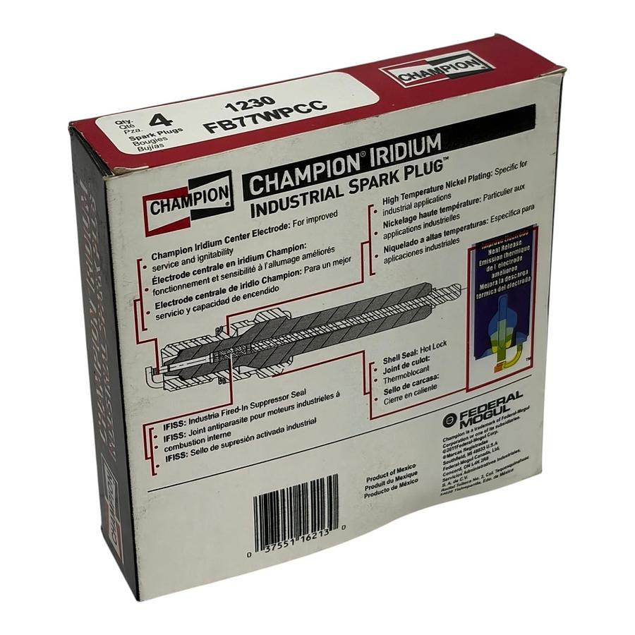 Used Champion 1230 FB77WPCC Iridium Industrial Spark Plugs Box Pack of 4 New