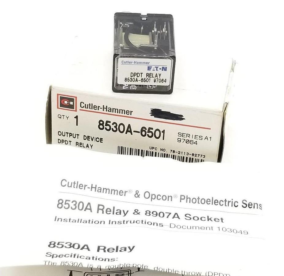 Used NIB CUTLER-HAMMER 8530A-6501 OUTPUT DEVICE DPDT RELAY, SER A1, 97064, 8530A6501