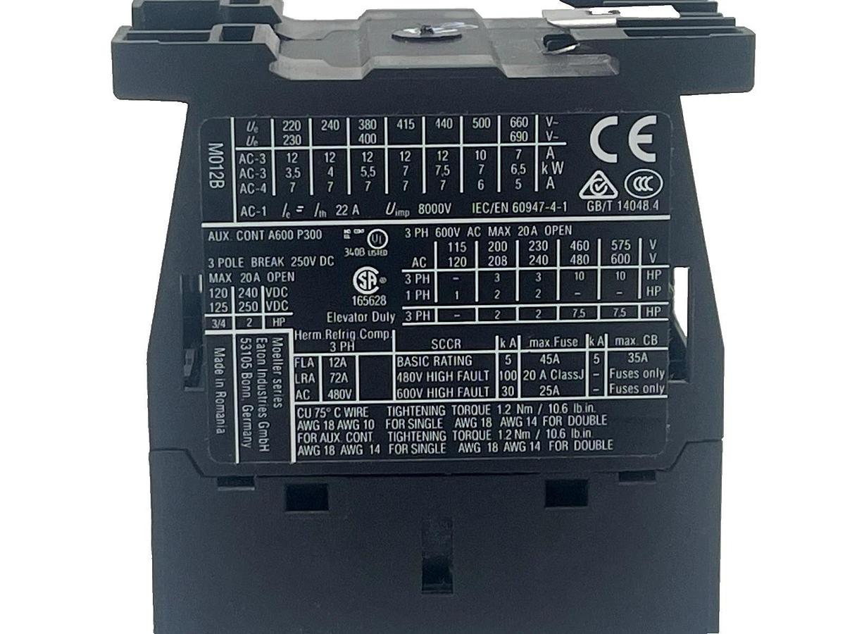EATON DIL M12-10 / XTCE012B10 3-Pole IEC CONTACTOR XT IEC 12A 220V 50Hz NSNP