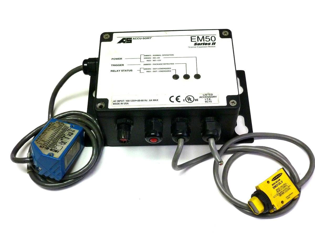 Used ACCU-SORT EM50 SCANNER EXPANSION MODULE W/ BAR CODE SCANNER 10 10B20-05-EM