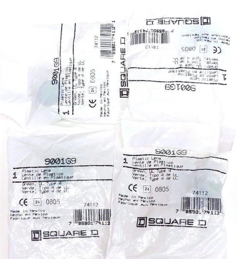 Used LOT OF 4 NEW SQUARE D 9001G9 PLASTIC LENSES GREEN