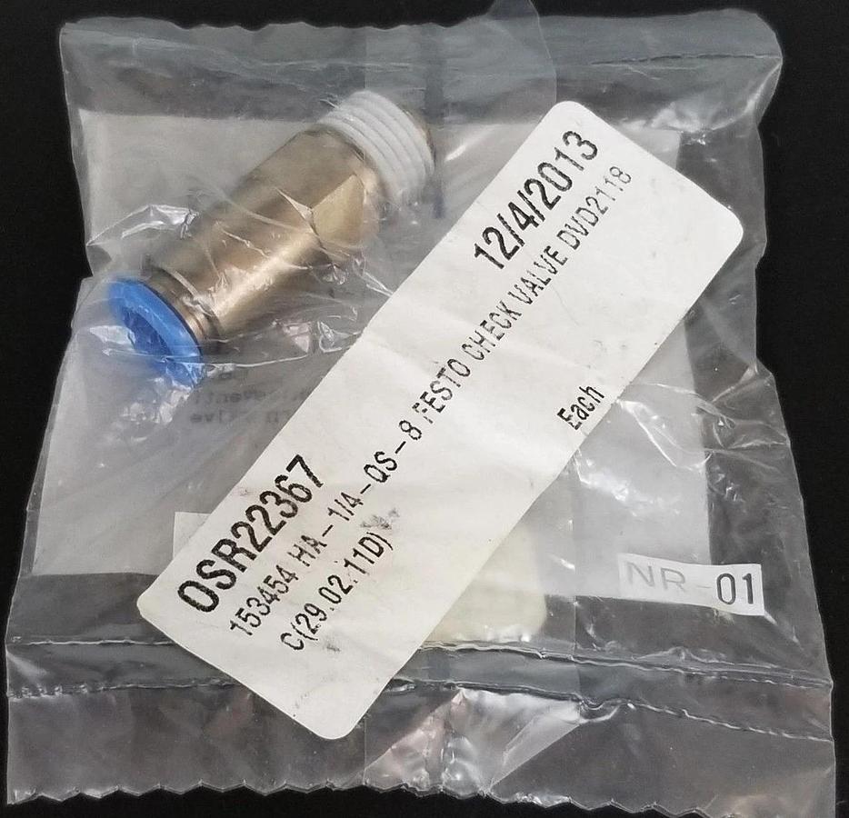 Used NEW FESTO HA-1/4-QS-8 (153454) CHECK VALVE SERIE: C6