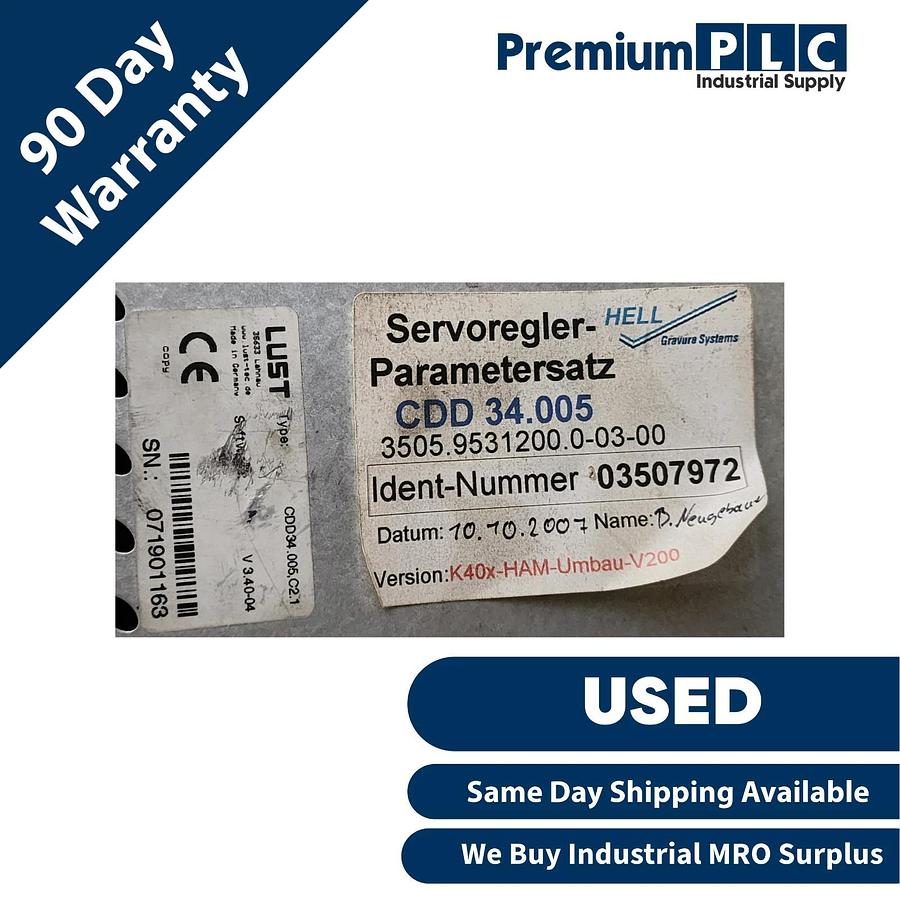 Used LUST LTi CDD34 005 C2.1 / CDD34.005,C2.1 CDD3000 INVERTER DRIVE SERVO CONTROLLER