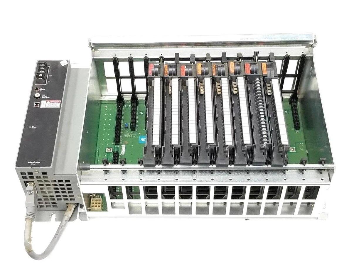 Used ALLEN-BRADLEY 1771-A3B1/B 12 SLOT I/O CHASSIS 1771A3B1 W/ 1771-P7 POWER SUPPLY