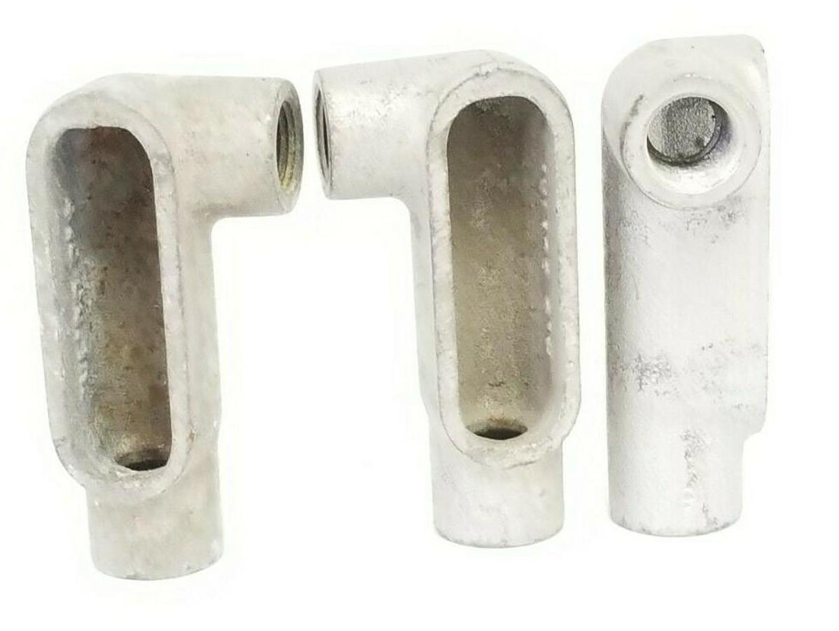 Used LOT OF 3 CROUSE-HINDS LR17 CONDUIT BODIES 1/2'' 4.0 CU. IN.