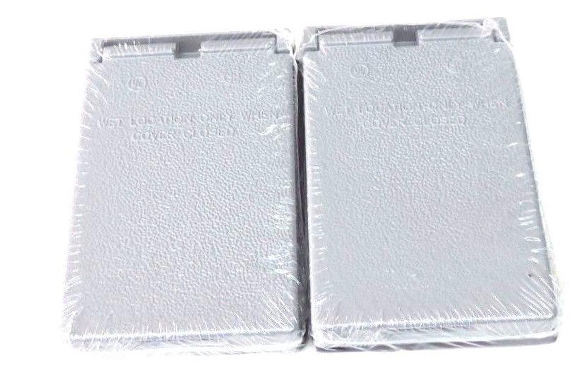LOT OF 2 NEW CROUSE-HINDS TP7199 DUPLEX RECEPTACLES SELF CLOSING, GREY
