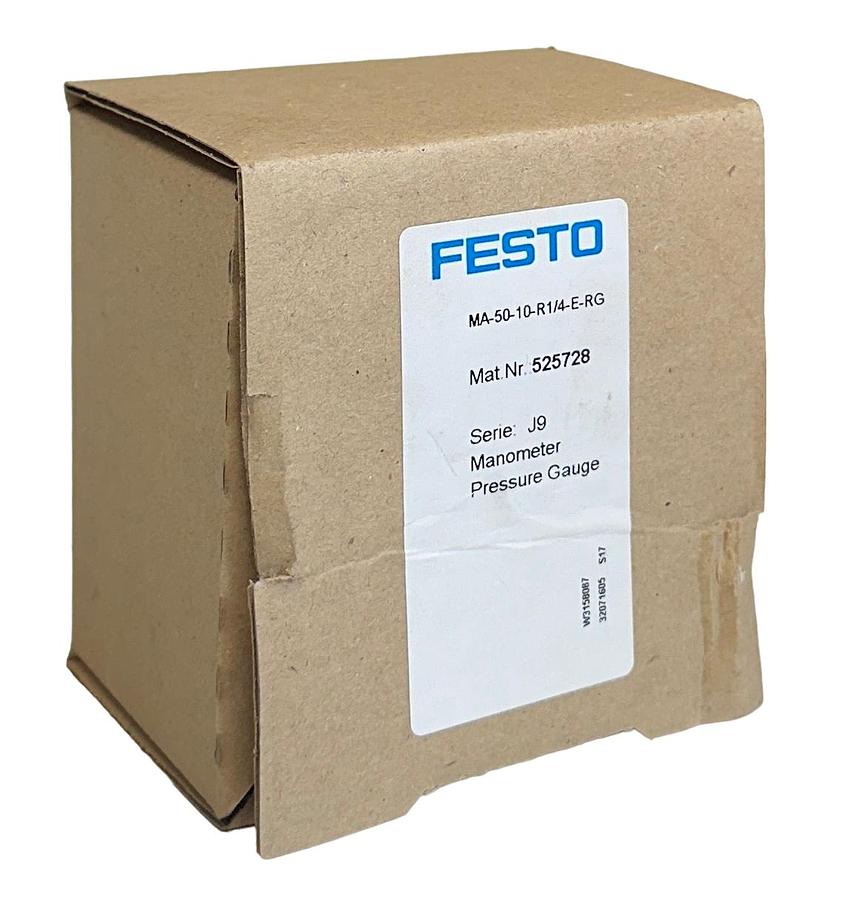 Used NEW FESTO MA-50-10-R1/4-E-RG / 525728 SERIES J9 PRESSURE GAUGE MANOMETER NSMP
