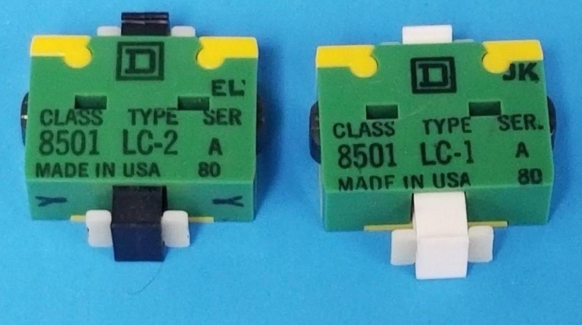 Used LOT OF 2 NEW SQUARE D CONTACT CARTRIDGES 8501 LC-1 & 8501 LC-2 SER. A