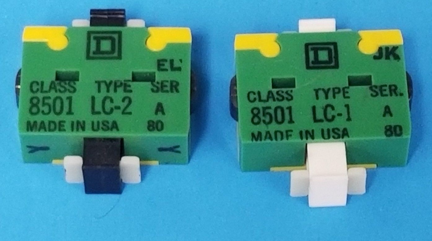 Used LOT OF 2 NEW SQUARE D CONTACT CARTRIDGES 8501 LC-1 & 8501 LC-2 SER. A