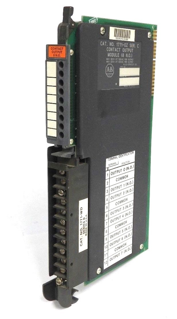 Used ALLEN BRADLEY 1771-OZ CONTACT OUTPUT MODULE (8 N.O) SER. C W/ 1771-WD