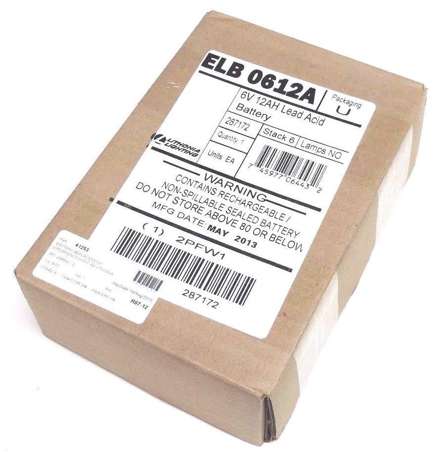 Used NIB LITHONIA LIGHTING ELB0612A BATTERY 6V 12AH LEAD ACID