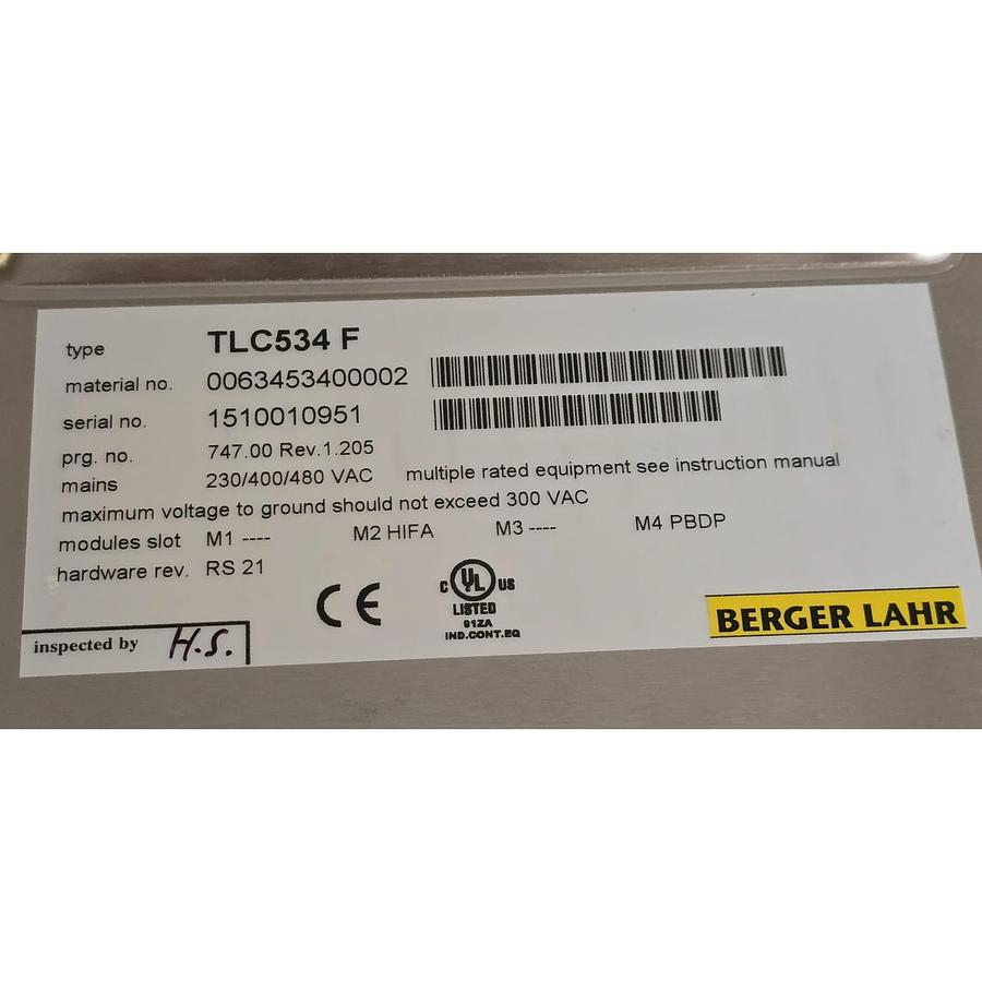 Used BERGER LAHR TLC534 F SERVO DRIVE TLC534 F-/HIFA/-/PBDP 0063453400002 NSMP